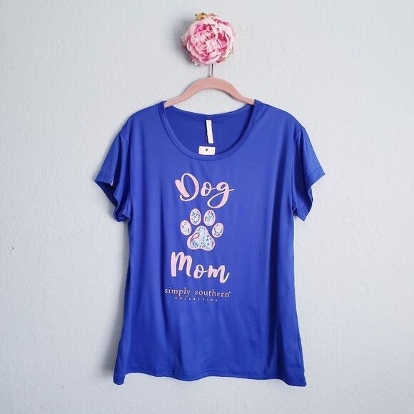 Simply Southern Royal Blue Dog Mom Short Sleeve Tee - Picture 1 of 7